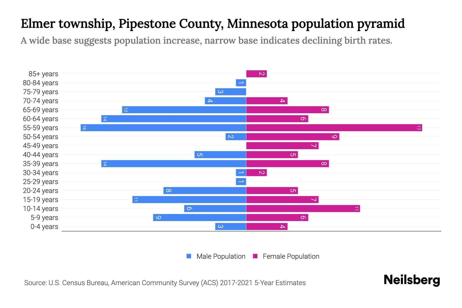 Elmer township, Pipestone County, Minnesota Population by Age 2023