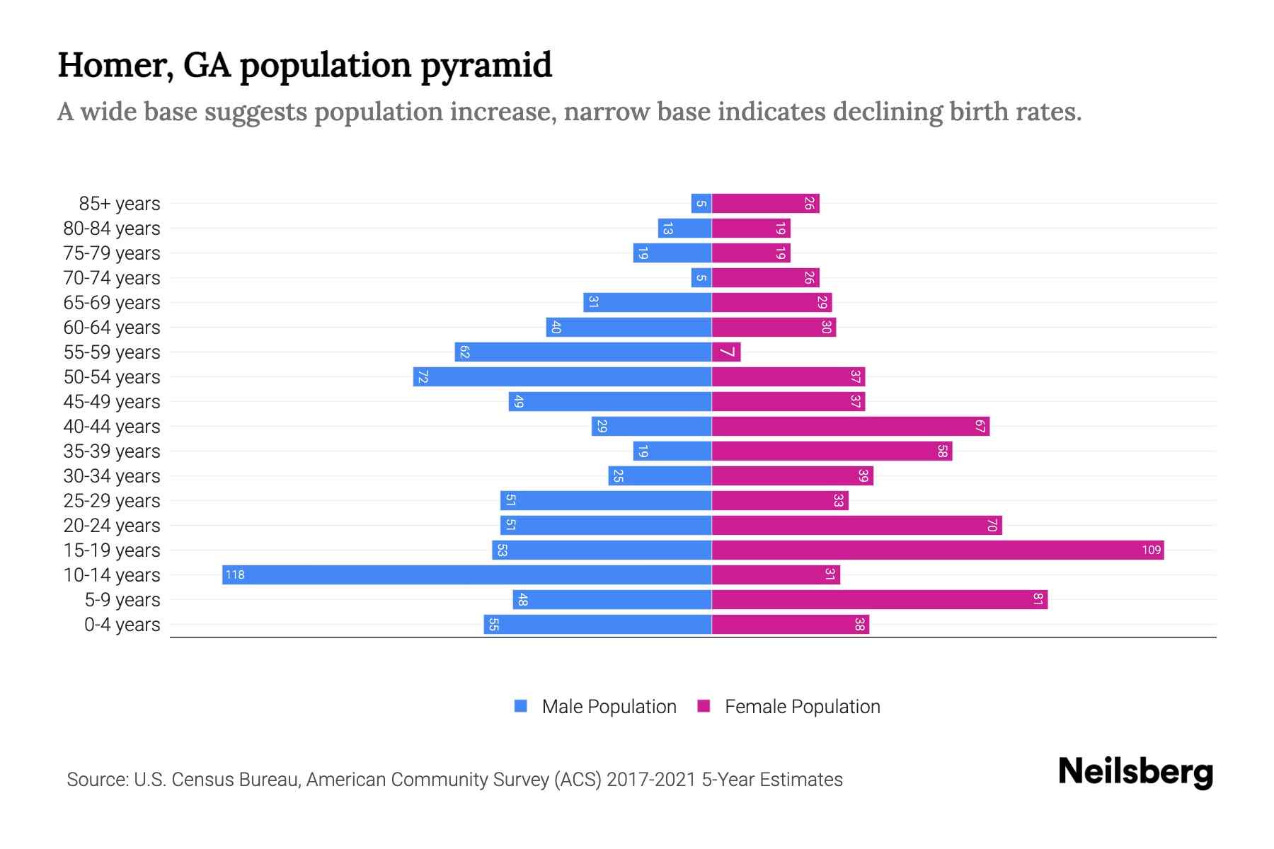 Homer, GA Population by Age 2023 Homer, GA Age Demographics Neilsberg