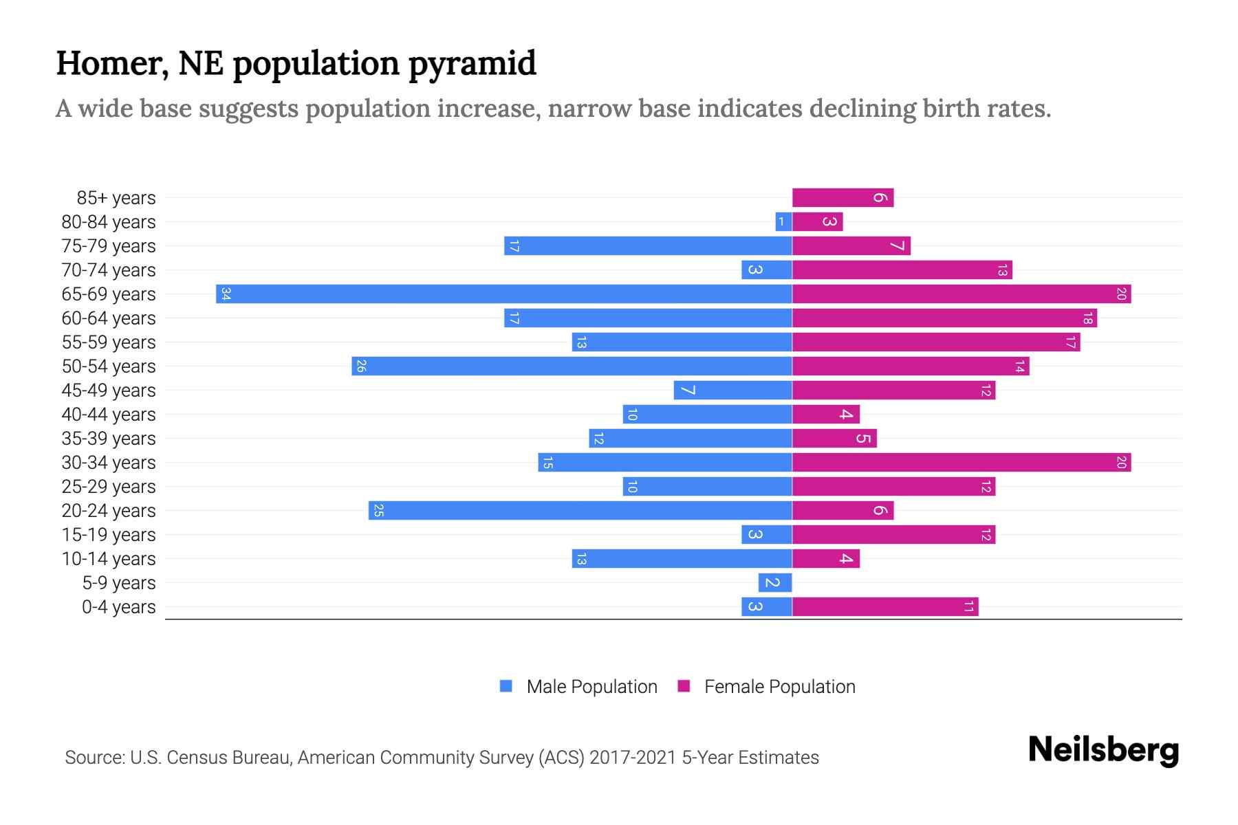 Homer, NE Population by Age 2023 Homer, NE Age Demographics Neilsberg