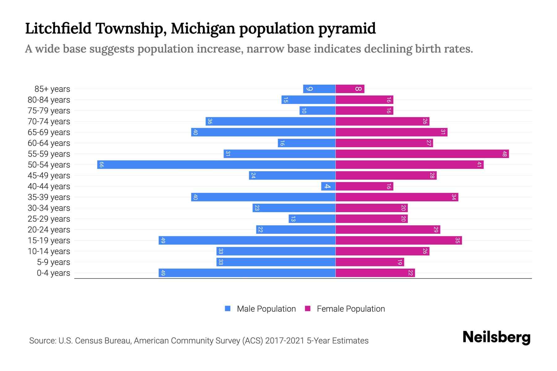 Litchfield Township, Michigan Population by Age 2023 Litchfield
