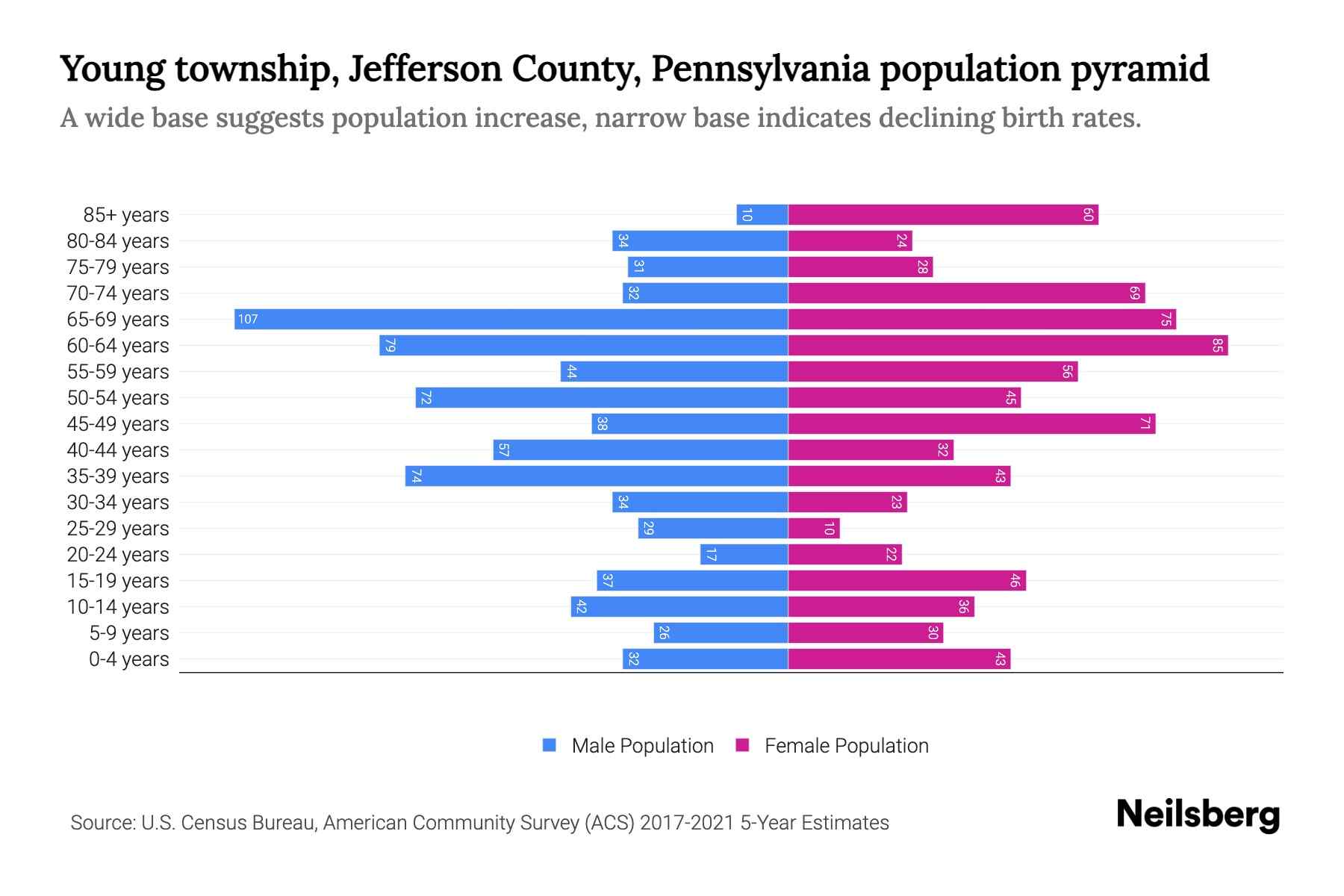 Young township, Jefferson County, Pennsylvania Population by Age 2023